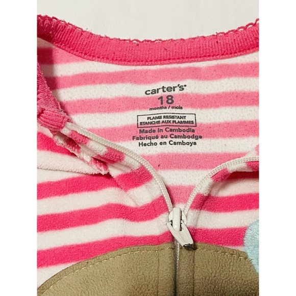 Carters Footed Pajamas Girls 18 Months Fleece Zip Spring Colors Animals Lot of 4 - Picture 3 of 13